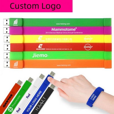 Custom Silicone Slap Wristband USB Flash Drive (8GB)