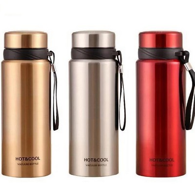 27oz Stainless Steel Vacuum Sports Water Bottle - Reusable with Convenient Strap