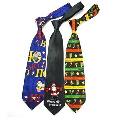 Custom Polyester Silk Christmas Necktie For Men Boys