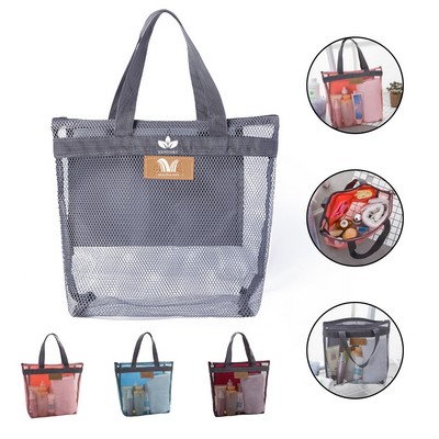 Mesh Beach Tote Bag Cosmetic Shoulder Handbag