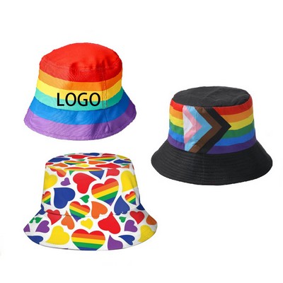 LGBT Pride Rainbow Polyester Unisex Bucket Hat/Outdoor Fishman Hat