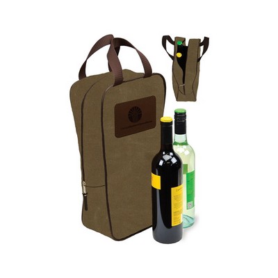 14 Oz. Waxed Canvas Deluxe Zippered Wine Case