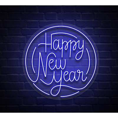 Happy New Year Circle Neon Sign