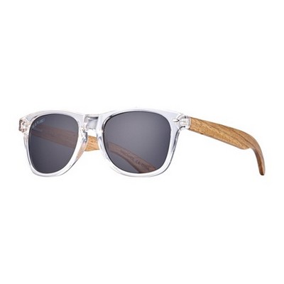 Bodie Eco-Sustainable Polarized Sunglasses w/Clear & Zebra Wood Frame