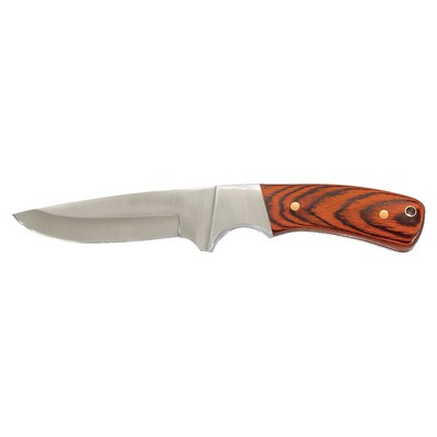 7 3/4" Fixed Blade Wood Knife with Leather Sheath