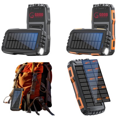 Solar Powered Mobile Power Bank with Flashlight