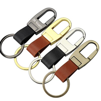 PU Leather Car Keychain Key Ring Clip With Metal Lobster Claw Clasp