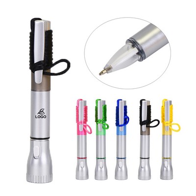 Flashlight Light Up Pen w/Lanyard