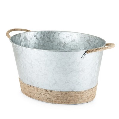 Twine Jute Rope Wrapped Galvanized Tub