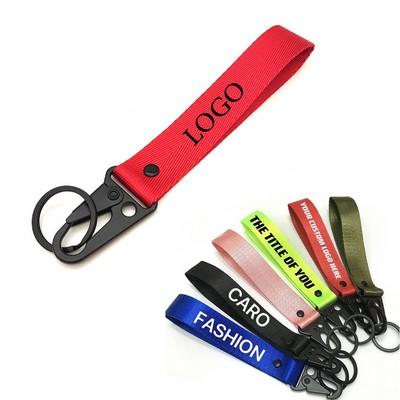 Durable Nylon Webbing Keychain with Zinc Alloy Hook