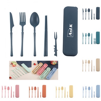 Portable Wheat Straw 5 Pcs Utensils Set