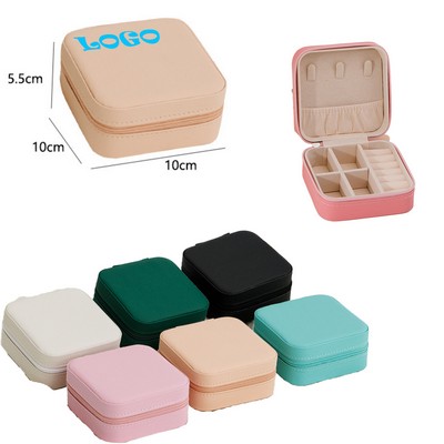 Cross Pattern Zipper Simple Portable Jewelry Box