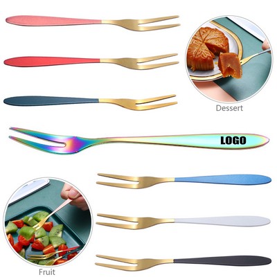 Dual Color 2 Teeth Fruit Dessert Fork