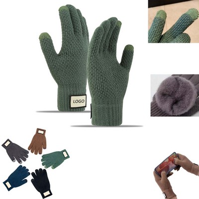 Thick Anti-Slip Adult Gloves W/ 2 Finger Touch