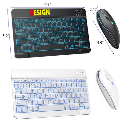 Rechargeable Wireless Keyboard and Mouse Combo for Pad with 7-Color Backlit