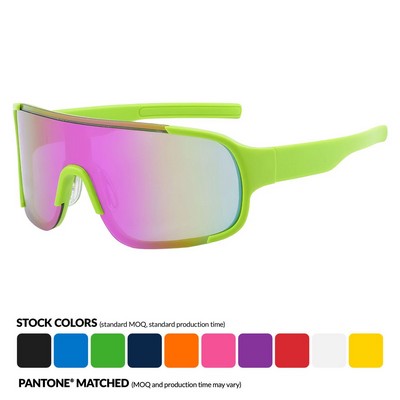 Sport Viper Mirror Sunglasses W/ 1 Color Temple Imprint