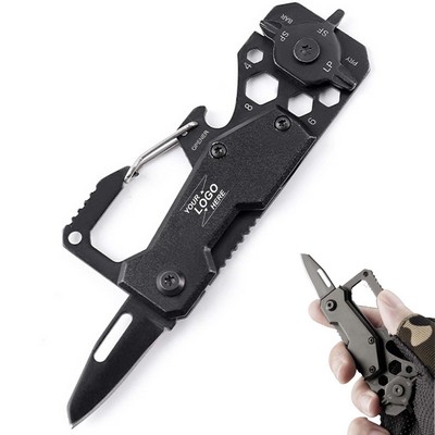 Foldable Multi Tool Carabiner Keychain Knife Screwdriver EDC