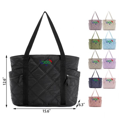 Puffer Tote Bags with Zipper Travel Essentials Quilted Nurse Bag Carry On Bag