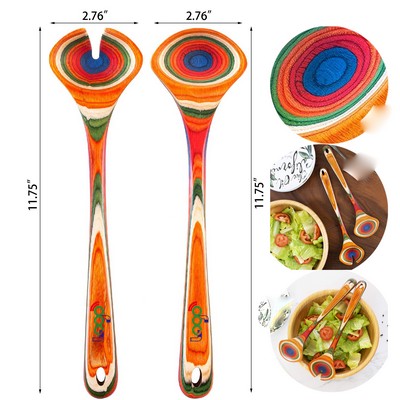 2 Pieces 11.75" Long Baltique Marrakesh Collection Wooden Salad Serving Utensils Set