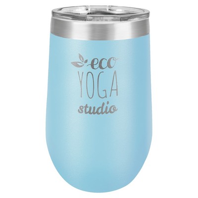 Light Blue Polar Camel 16 oz Stemless Wine Tumbler with a Clear Lid