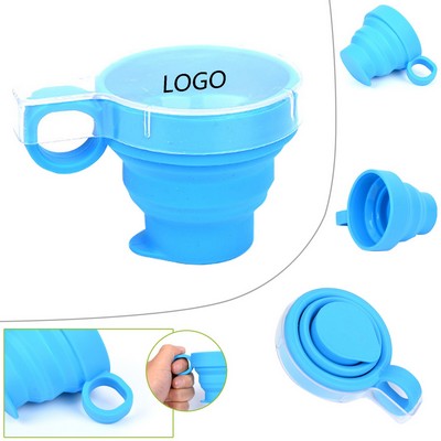 100ml Silicone Collapsible Cup with Transparent Lid and Handle