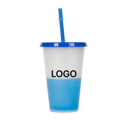 16oz Color Changing Cup With Lid And Straw