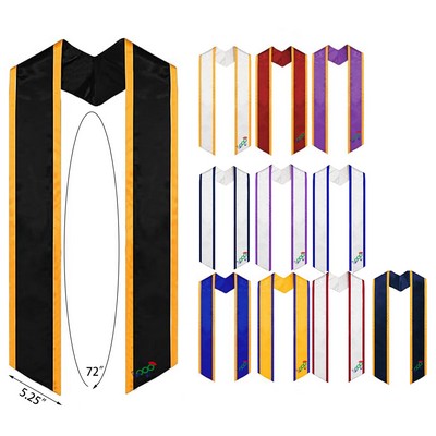 Unisex Adult 72" Long Plain Graduation Honor Stole Angled End with Trim