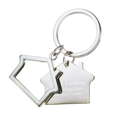 Double House Shiny Nickel Finish Key Holder