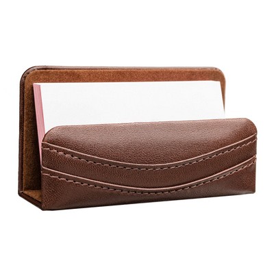 Classic Chocolate Brown Leather Business Card Holder