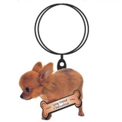 Long Haired Chihuahua Keychain w/Mirrored Back (12 Square Inch)