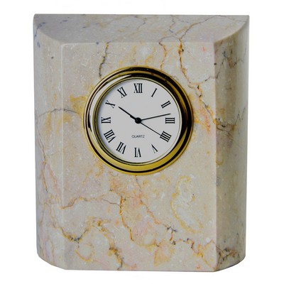 Botticino Beige Marble Mini Column Clock