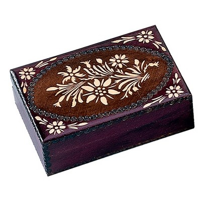 Wood Box w/Flower (5 1/8"x3 1/2"x1 5/8")