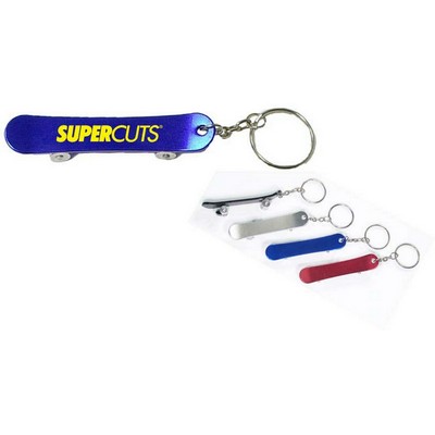 Skateboard Aluminum Bottle Opener w/Keychain