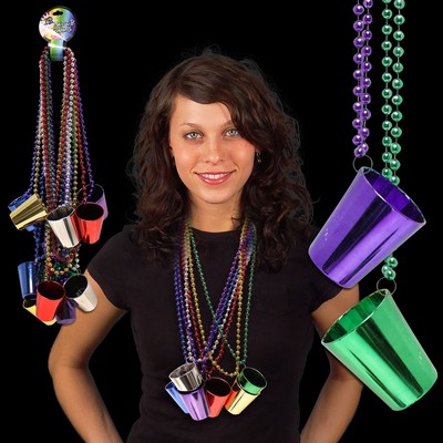 33" Bead Necklace w/2 Oz. Shot Glass