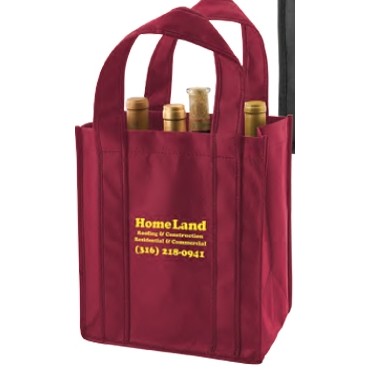 Burgundy Red 6 Bottle Non-Woven Wine Tote Bag (10"x7"x11")