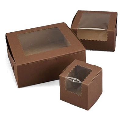 Ohio Valley Waterfall Windowed Cocoa Brown Cupcake Box (4"x4"x4")