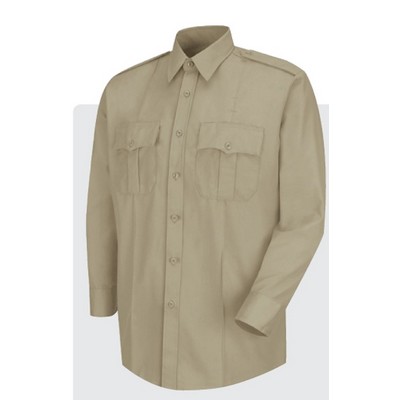 Women's New Dimension® Stretch Poplin Shirt w/Long Sleeve - Silver Tan