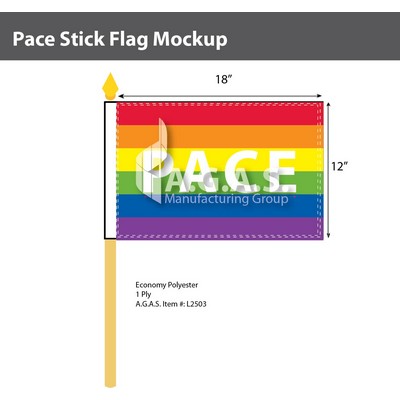 Rainbow Pace Stick Flag 12"X18"