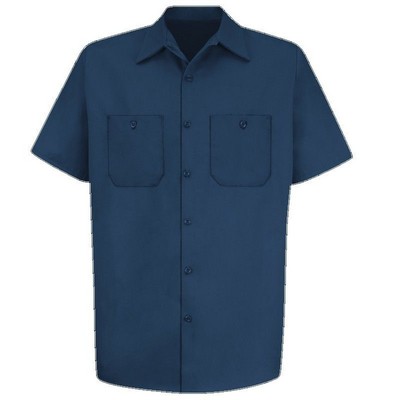 Red Kap™ Men's Short Sleeve Wrinkle Resistant Cotton Work Shirt - Navy Blue