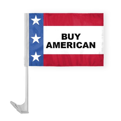 Patriotic Buy American Car Flags 12x16 inch