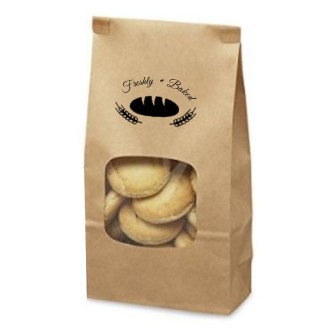 1 Lb. Natural Kraft Coffee/Cookie Paper Bag w/Window (4 ¼ x 2 ½ x 9 ¾)