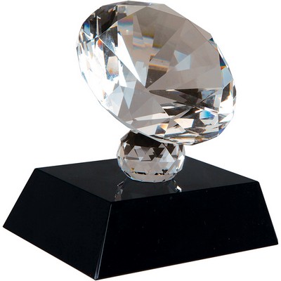 3 1/2" Crystal Diamond on Black Pedestal Base