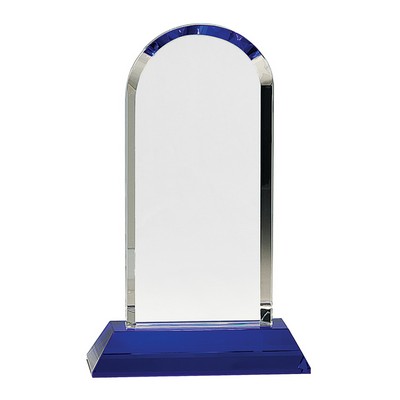 9 1/4" Clear Crystal Dome on Blue Pedestal Base