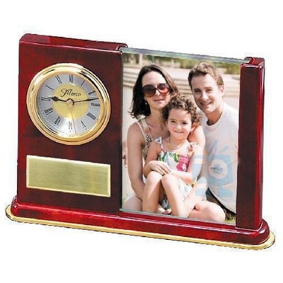 Wood and Glass Photo Clock 7 3/4"W X 5 1/4"H