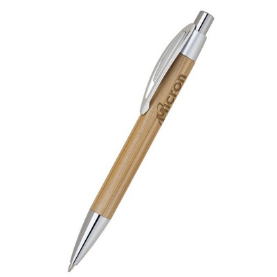 Bamboo pen - chrome trim