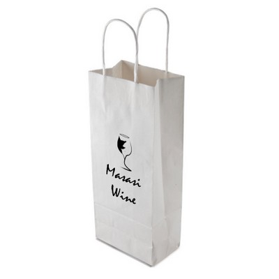 White Kraft Wine Paper Shopping Bag 1C1S (5.9''x3.15''x13'')