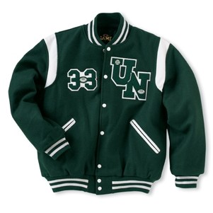 The Winner Custom Wool Varsity Jacket w/1-Color Leather Shoulder Insert & Leather Sleeves