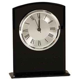 Black Glass Arch Clock with Base 6 1/4" H