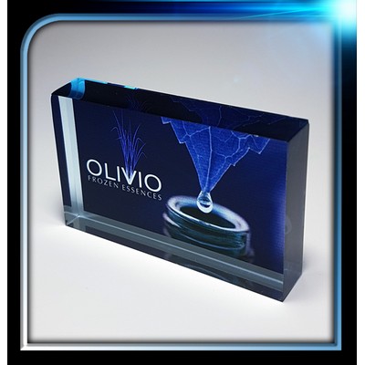 Corporate Series Blue Acrylic Rectangle Paperweight (4"x2 1/2"x3/4")