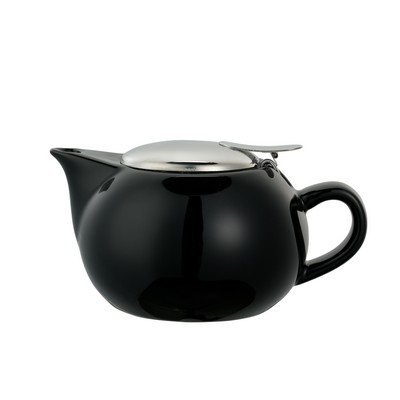 Black Round Ceramic Teapot (0.3 Liter)